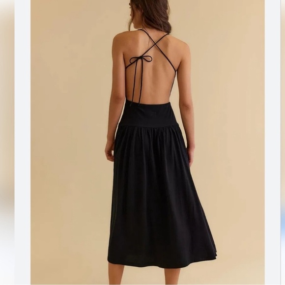 FREE PEOPLE Julietta Midi Elegant Black Maxi Dress Large Nwt - Picture 3 of 9